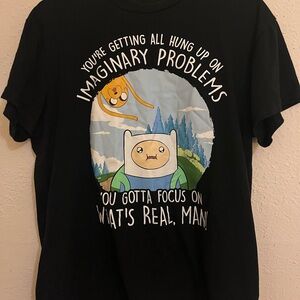 Black Graphic T-Shirt with Cartoon Print